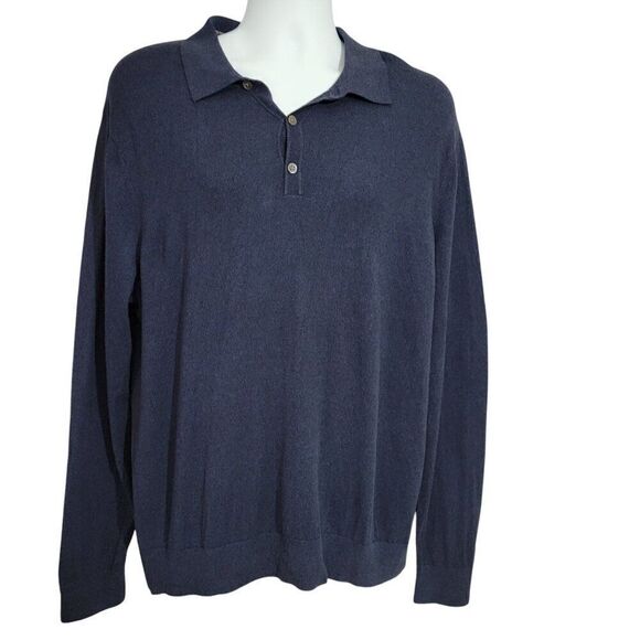 Banana Republic Sweater Mens Size XL Silk Cotton Cashmere Blend Blue Pullover - Picture 1 of 9